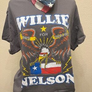 Willie Nelson Graphic T-Shirt with Eagle and Texas Flag